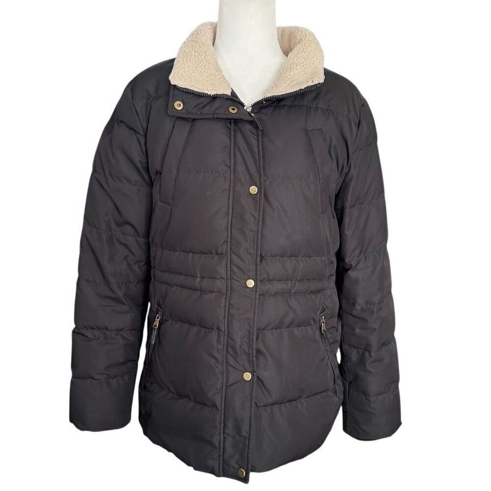 Lauren Ralph Lauren Black Down Quilted Puffer Coat Size Medium